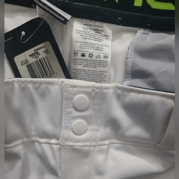 Nike Vapor Men's Baseball Pants-White and Navy Blue, Unhemmed - Picture 7 of 9